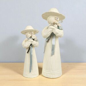 Vintage Mother Daughter Figurines: Ceramic Shabby Chic Decor